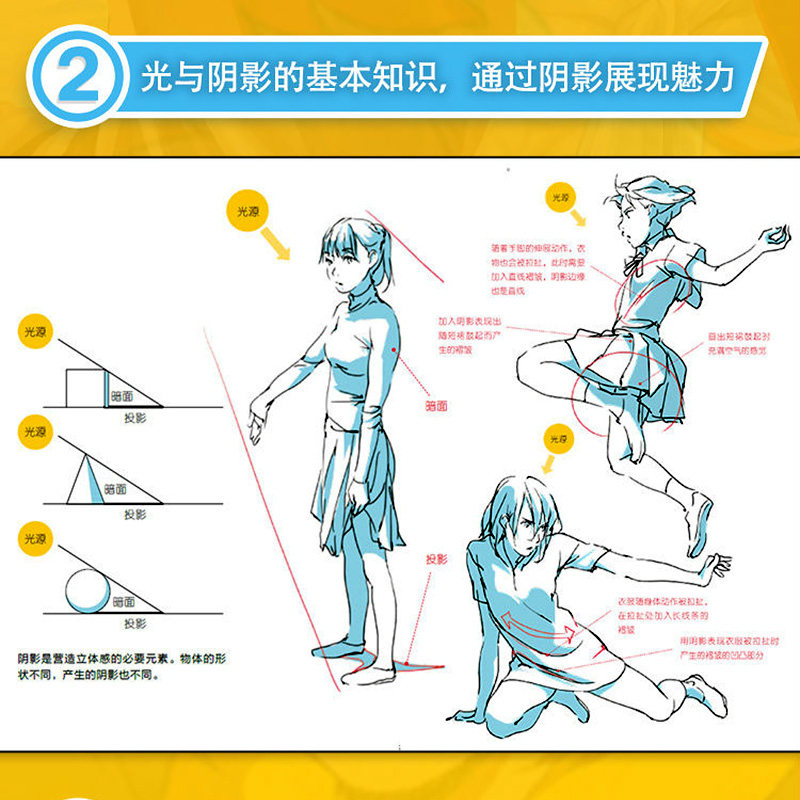 动画人物绘画的基本法则+线条与阴影零基础自学日本动漫画二次元人物插画设计动态姿势造型构图素描速写手绘创作技巧法经验教程书_虎窝淘