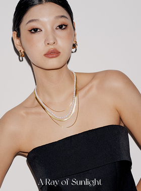 ARayofSunlight珍珠蛇骨项链