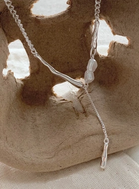 不规则拼接珍珠流苏项链S925通体纯银Y字链气质小众高级锁骨链女