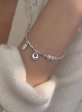S925纯银新中式国风小胖坨手链轻奢小众碎银子淡水珍珠手饰女
