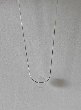 高级冰透白水晶球项链s925纯银ins小众设计简约百搭蛇骨链冷淡风