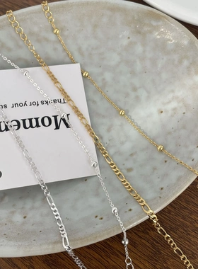 赛伊娜韩国韩版同款百搭S925纯银十字间珠圆珠手链手饰品女