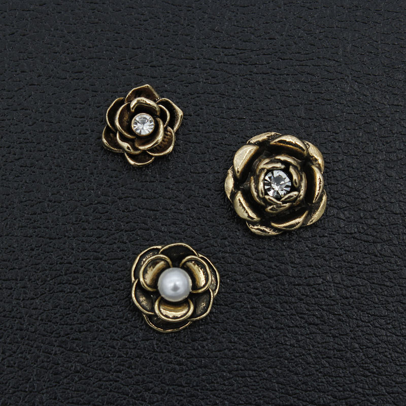 Diy jewelry accessories alloy flowers retro diamond imitation pearl accessories patches homemade ear hair accessories clothing accessories