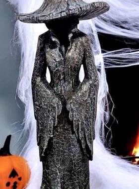 新品 Cracker Barrel Witch 女巫雕像万圣节树脂摆件家居装饰