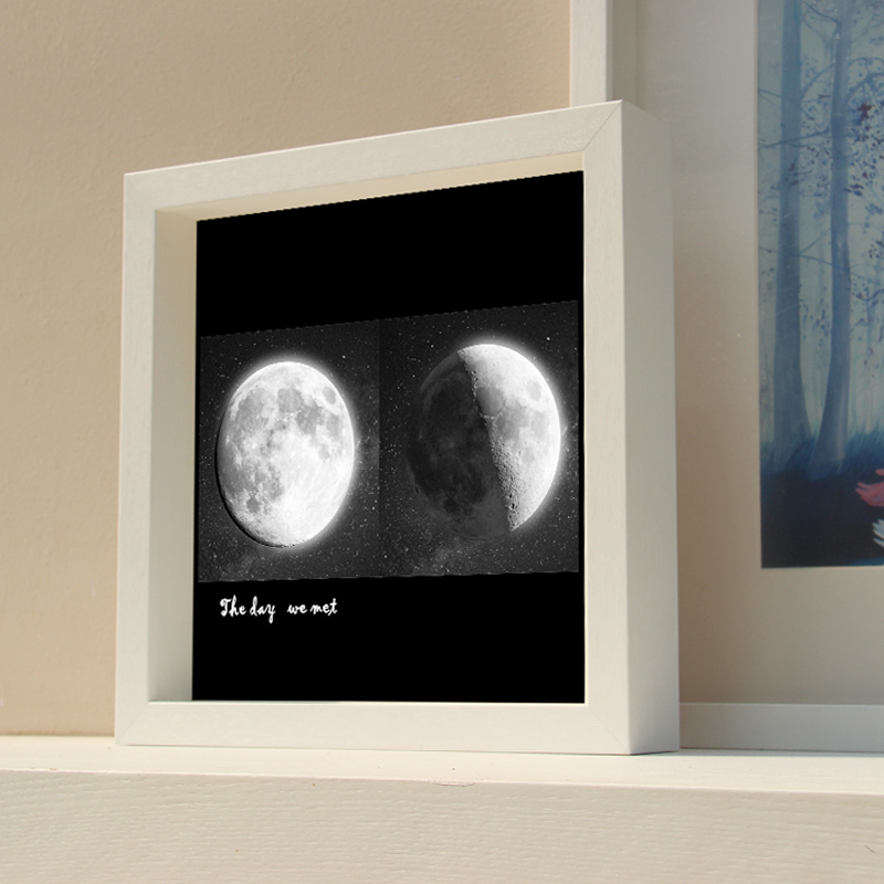 创意情人节礼物简约立体中空相框手脚印衍纸干花标本moon月球画框多图0