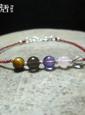 五彩水晶手链五彩端午节红绳