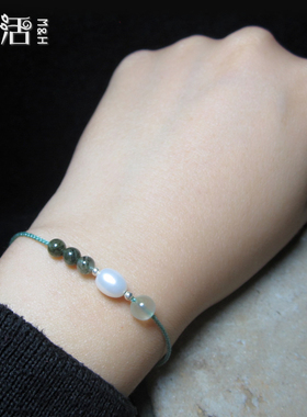 青金石葡萄石紫水晶极细手绳 小众设计四季平安红绳 可叠戴手饰女