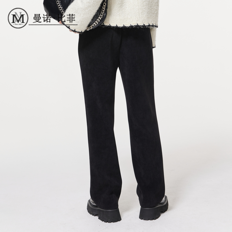 【商场同款】曼诺比菲冬季复古显瘦阔腿直筒裤长裤女 - 图3