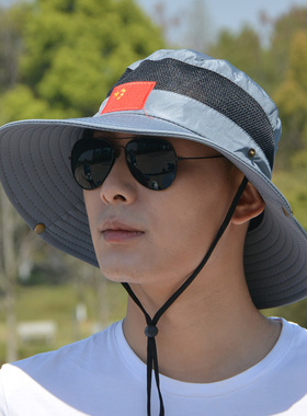 盆帽户外男夏季大沿透气凉帽遮阳