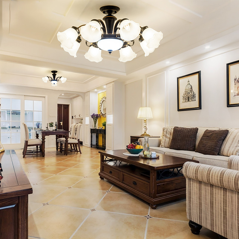 美式客厅灯现代简约乡村田园新款餐厅灯简欧创意卧室铁艺吸顶灯具,淘宝优惠券,粉丝福利购,淘宝优惠卷