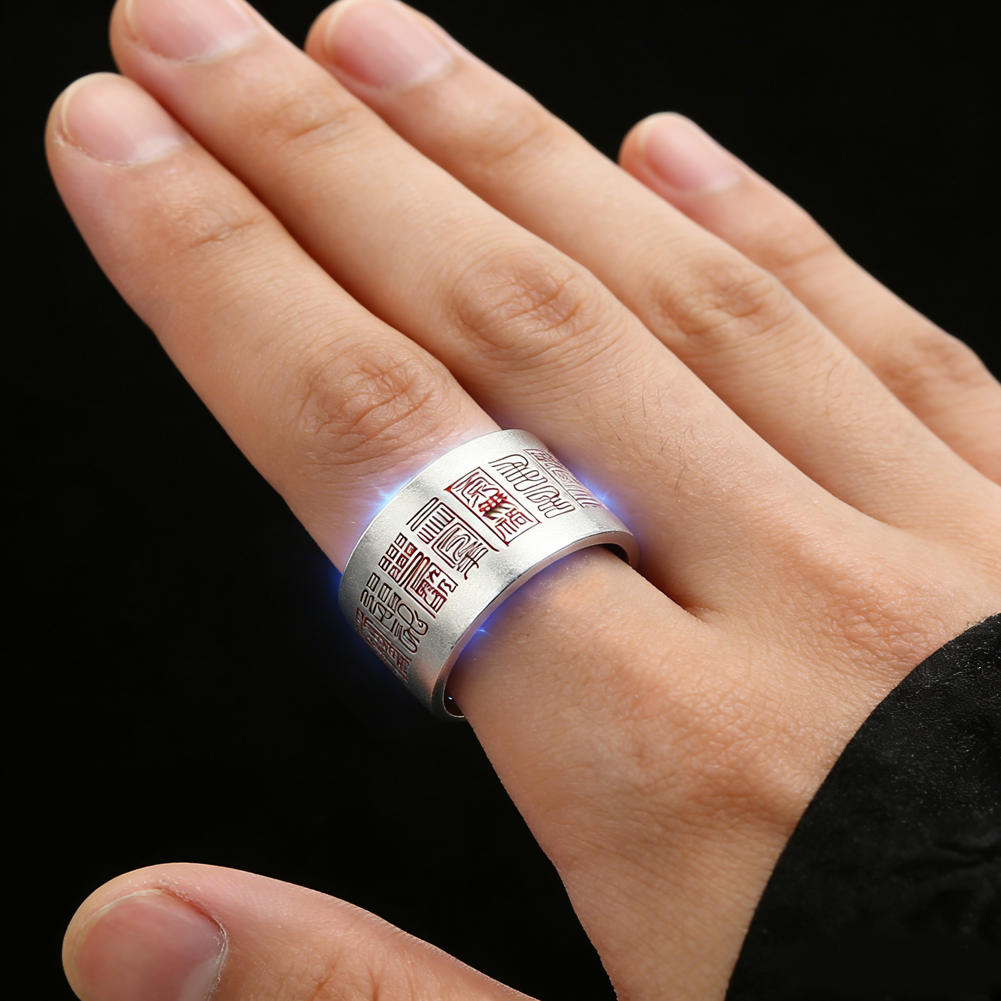 「道系」雨渐耳金光印心咒道家朱砂戒指s925纯银本命年国风扳指男,淘宝优惠券,粉丝福利购,淘宝优惠卷