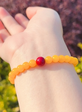 天然黄玛瑙紫金砂松石手串礼物