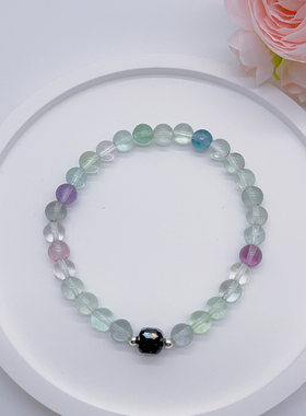 天然绿萤石蓝砂石手串手链