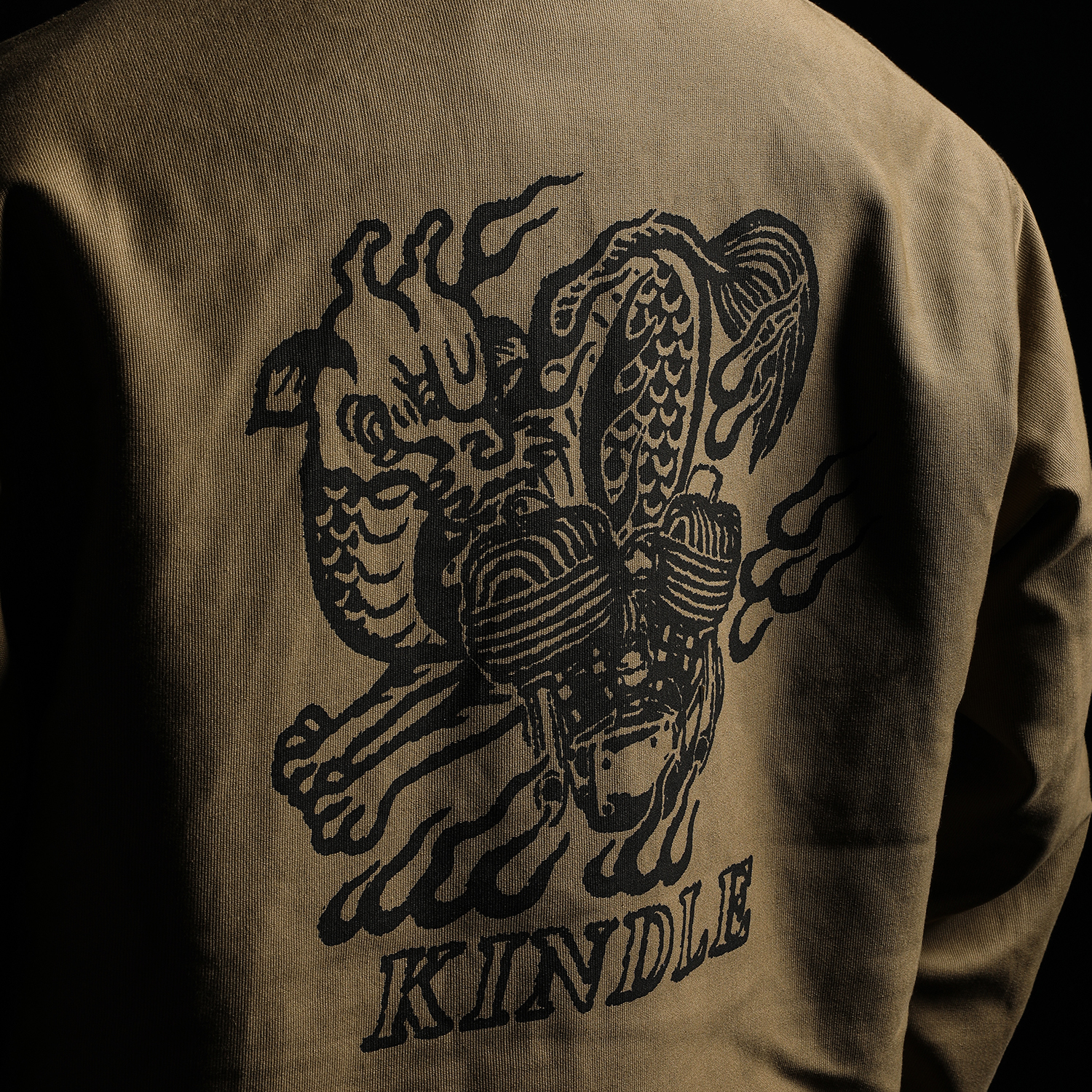 GIZEMO日本横滨展会限定 火麒麟羊驼毛机车夹克 防水面料N1甲板服 - 图0