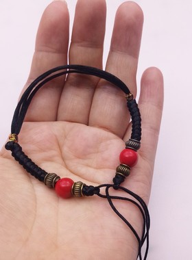 可穿铜钱山鬼半成品自系手工红绳