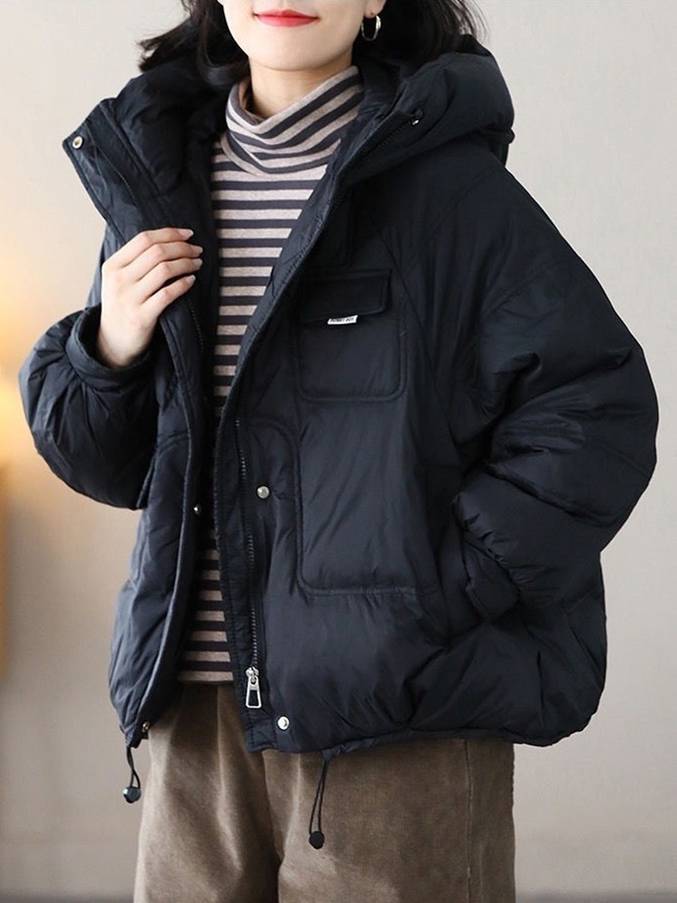 反季羽绒服冬女小个子短款2023年新款韩版宽松面包服连帽冬季外套