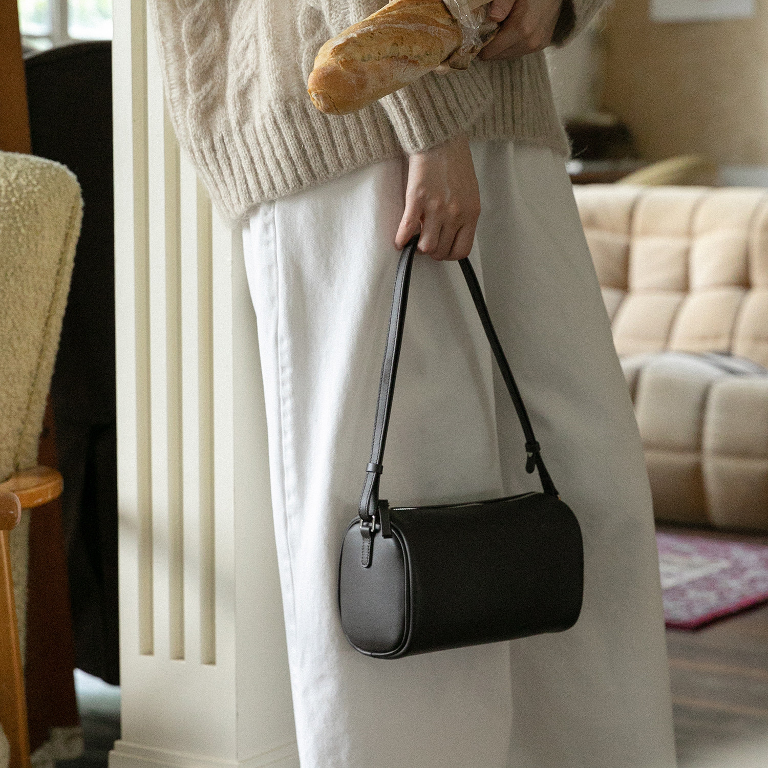 猴子家 秋冬复古真皮枕头包 软皮包包质感女包小羊皮单肩腋下包,淘宝优惠券,粉丝福利购,淘宝优惠卷