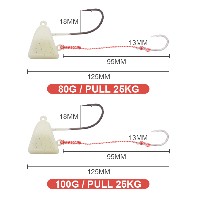 船大工底钓夜光铅头钩带倒刺海钓钩防挂底天牙真鲷石斑饵80g100g-图0