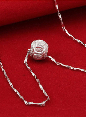 圆珠锁骨链永鑫女纯银吊坠转运珠