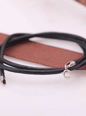 925银扣配件黑色男女配饰项链