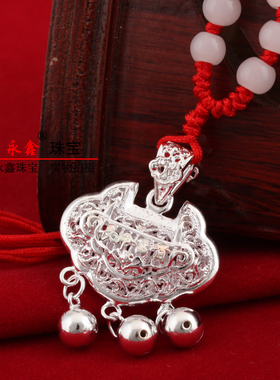 复古项坠永鑫纯银女锁民族风