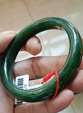 商场撤柜天然和田玉碧玉手镯玉镯子 带官方鉴定证书保真品礼物g47