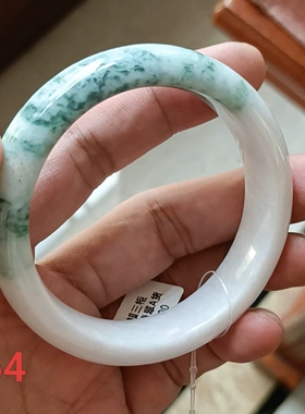 天然翡翠A货飘花手镯玉镯 无纹裂微花 带鉴定证书保真品礼物c64