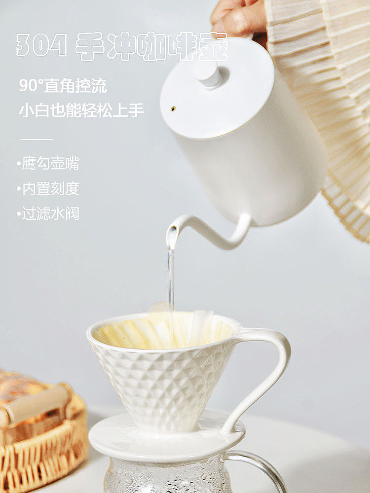 V60陶瓷咖啡滤杯锥形单孔螺纹滤杯滴滤冲杯家用 手冲咖啡套装组合 - 图1