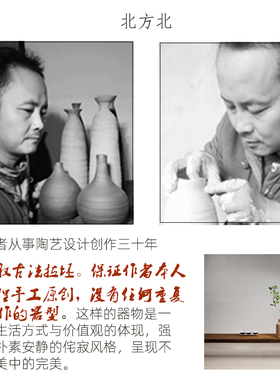 陶瓷花瓶插花水培马醉木创意极简现代简约侘寂风原创手工装饰花器