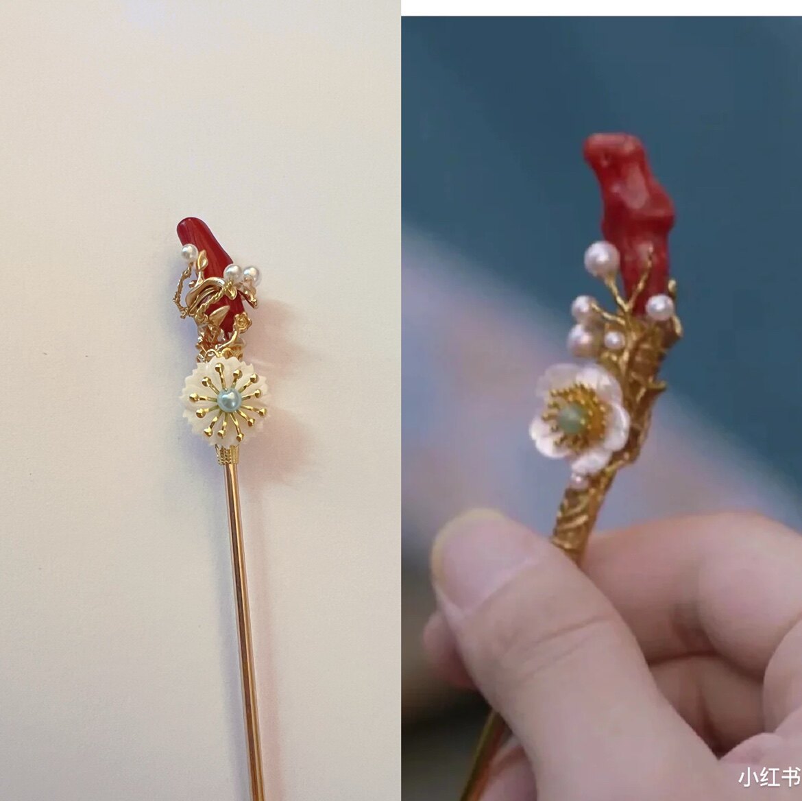 専用 珊瑚 本珊瑚 珊瑚玉 簪 かんざし 根掛 髪留め 绪缔玉 和装