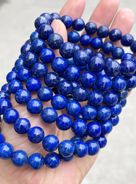 6A天然阿富汗老矿青金石手链帝王青个性单圈圆珠手串男女情侣款