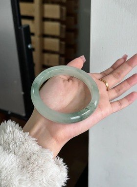 金丝玉雪翠扁条手镯玉石新疆雪域复古天山翠手镯翡翠色玉镯送人女