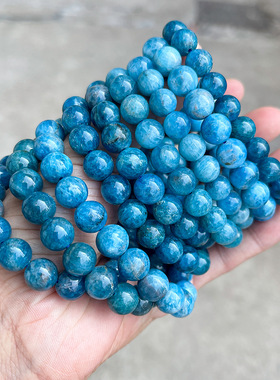 3A天然磷灰石手链深邃蓝绿色助力思维清晰能量水晶送礼自留男女