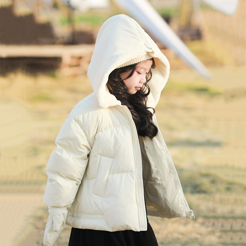 康衣儿女童羽绒服短款2024冬季新款90绒儿童装羽绒服外套[送手套]