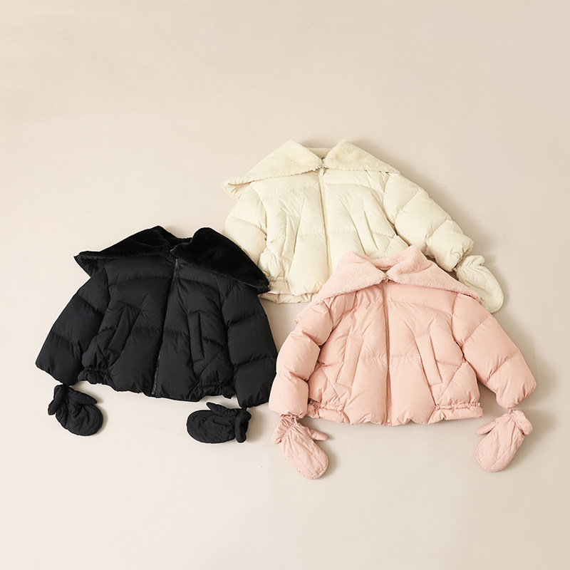 康衣儿女童羽绒服短款2024冬季新款90绒儿童装羽绒服外套[送手套]