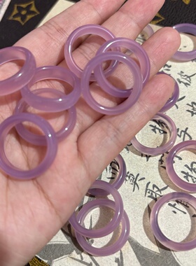 新款国风感温柔粉紫素圈指环
