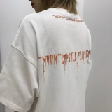 Летняя хлопковая дизайнерская футболка с коротким рукавом для влюбленных, свободный крой, тренд сезона, с вышивкой