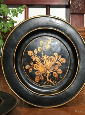 华颖堂老物件国粹精品收藏80年代潮汕文房摆件家居饰品大漆器小盘