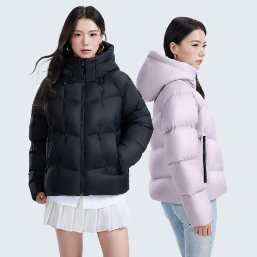 骆驼旅行家STAR女装短款羽绒服26冬季新款保暖连帽面包服羽绒外套 - 图2