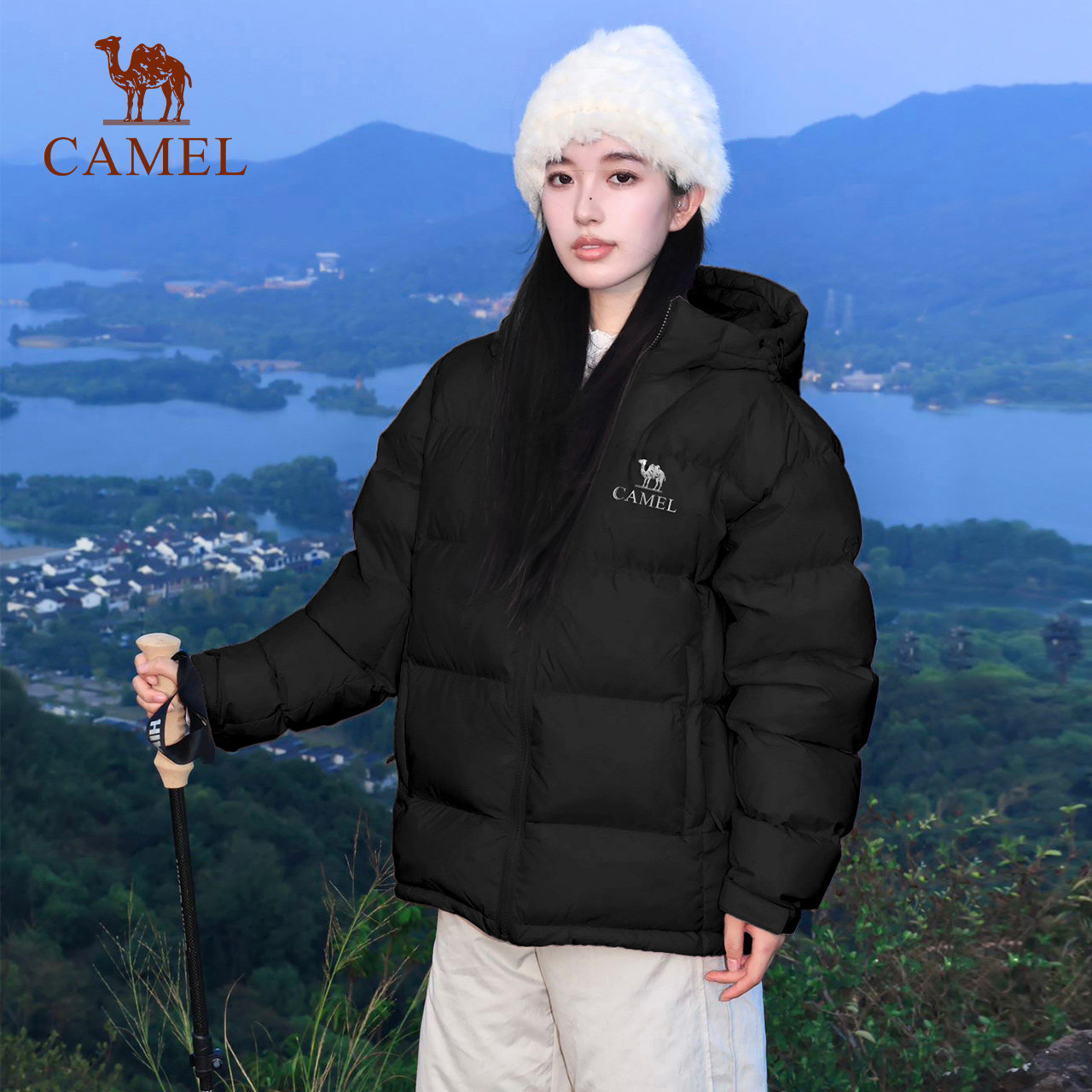 骆驼黑钻5户外泡芙羽绒服冬季新款女款男款保暖外套加厚面包服