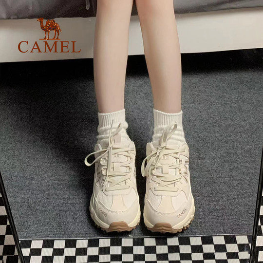 Ladies hiking shoes camel casual sneakers