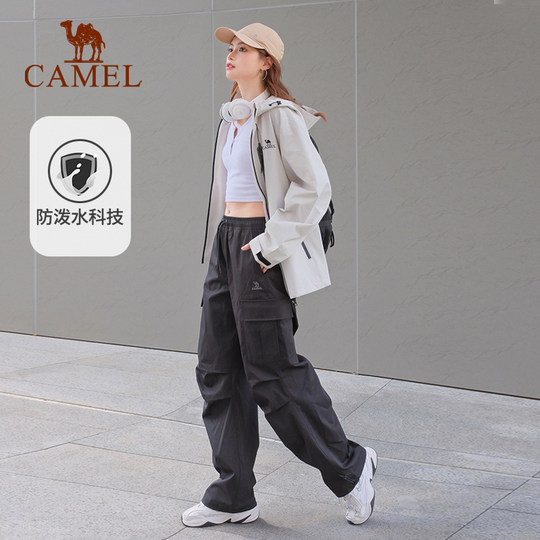 骆驼运动工装男裤冬季直筒伞兵冲锋裤户外防泼水休闲登山裤女
