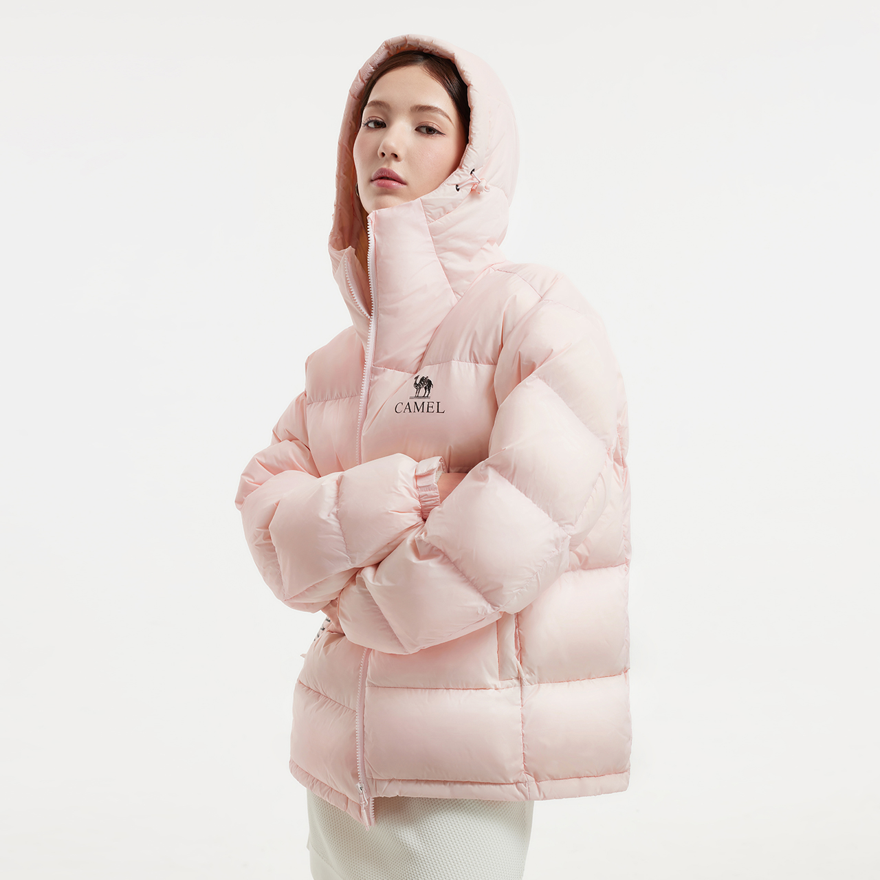 骆驼黑钻5女装羽绒服冬季2025情侣同款保暖连帽面包服羽绒外套男