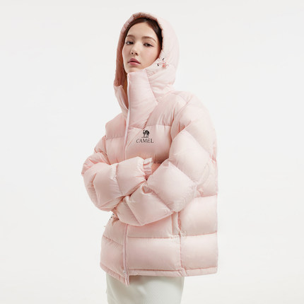 骆驼黑钻5女装羽绒服冬季2025情侣同款保暖连帽面包服羽绒外套男