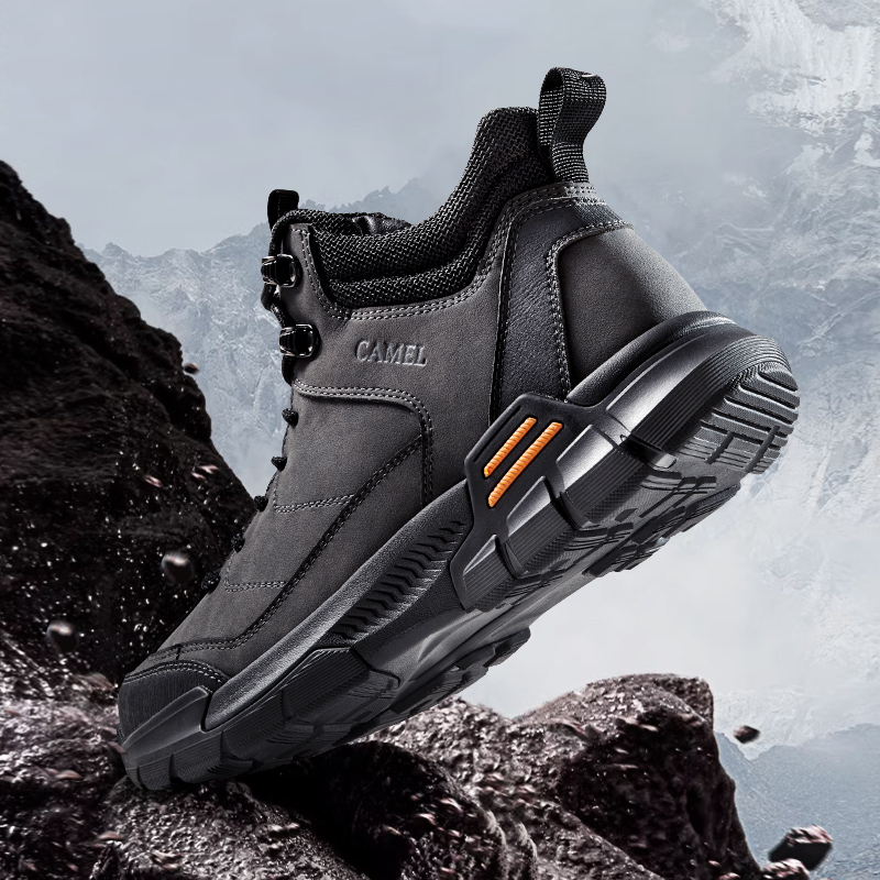 骆驼男鞋冬季新款工装鞋厚底耐磨加厚加绒保暖男士城市户外徒步鞋 - 图3