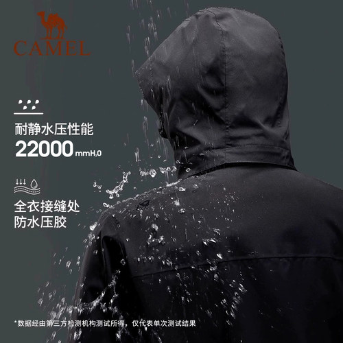 【春日粉】骆驼户外粉色冲锋衣女款三合一外套防风防水登山服装男 - 图3