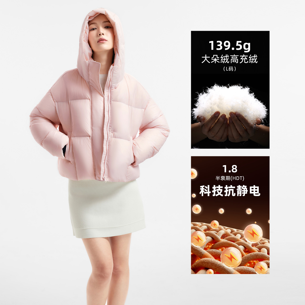 骆驼女装羽绒服短款2025冬季新款90绒保暖防寒连帽面包服羽绒外套