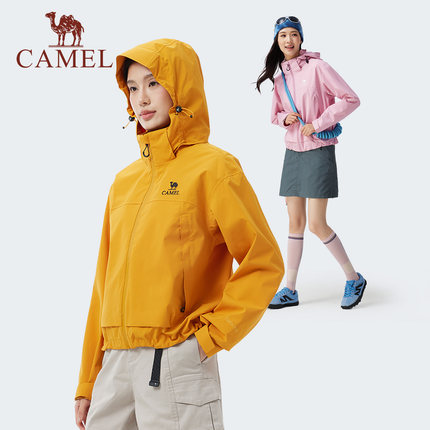 骆驼女装短款三防冲锋衣外套女小