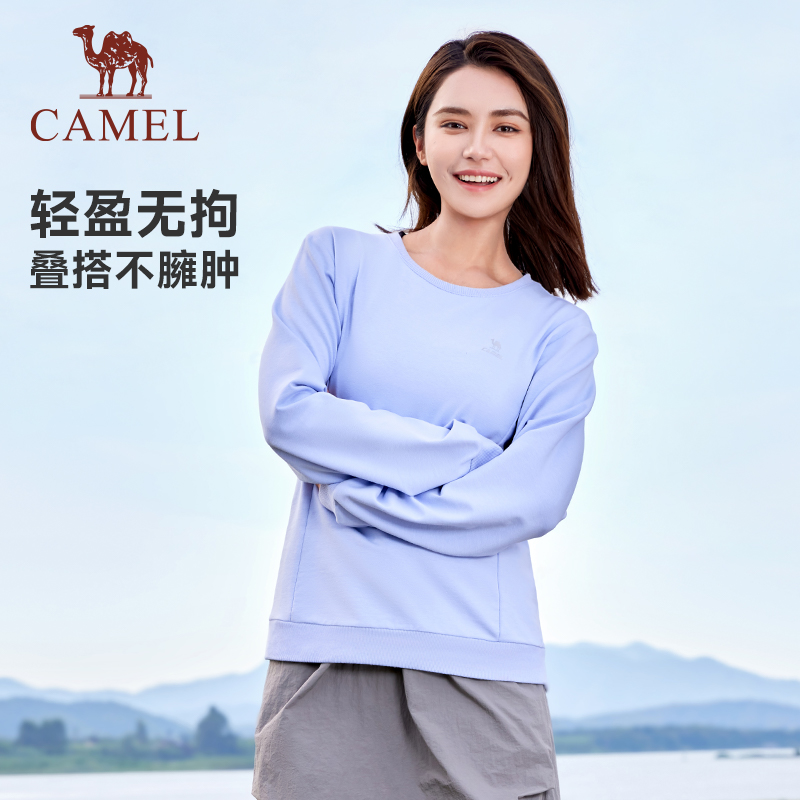 骆驼运动抓绒卫衣男女2024秋冬新款加绒情侣圆领宽松休闲套头长袖