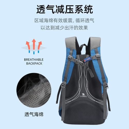 骆驼户外登山包旅游大容量徒步旅行包轻便运动双肩包男女背包 - 图2